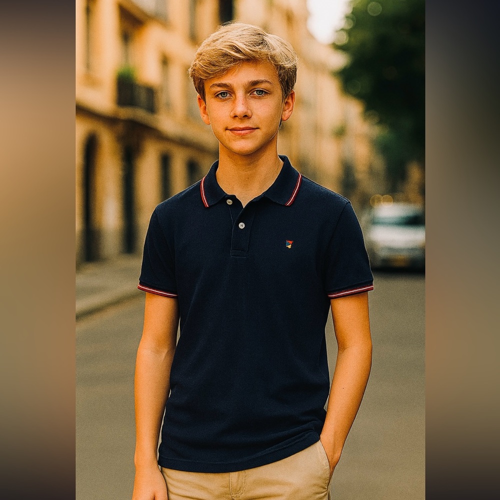 Jack&Jones  Men/ Boy Navy Polo with Red Accents